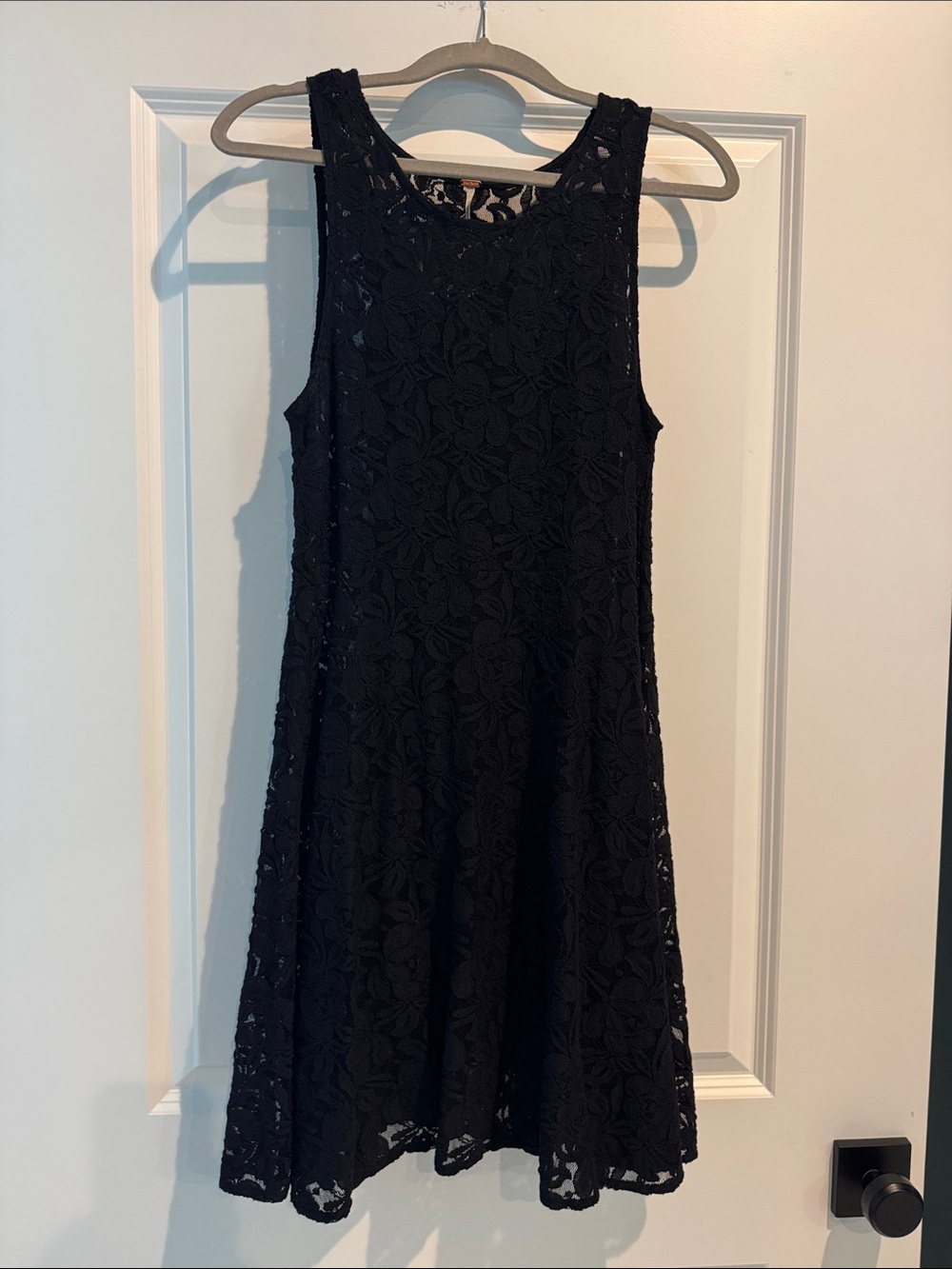 Free People Black Floral Lace Mini Dress